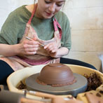 Hannah Staniforth at work in the YAS ceramics starter studio at Manor Oaks in Sheffield 2017